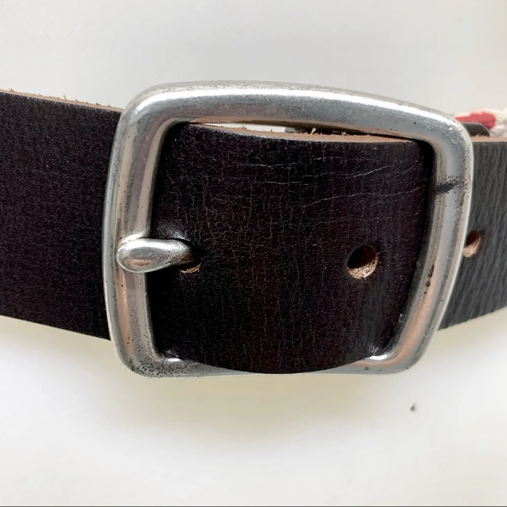Handcrafted Aztec Belt with leather made in Italy -Size 34-38 needlework